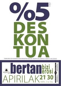Bertan txartelak %5eko deskontua apiriliean.