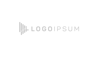 Logotipo minimalista en gris y blanco sobre fondo claro. El diseño presenta cinco líneas diagonales que forman un triángulo a la izquierda de las palabras LOGO IPSUM en letras mayúsculas modernas.