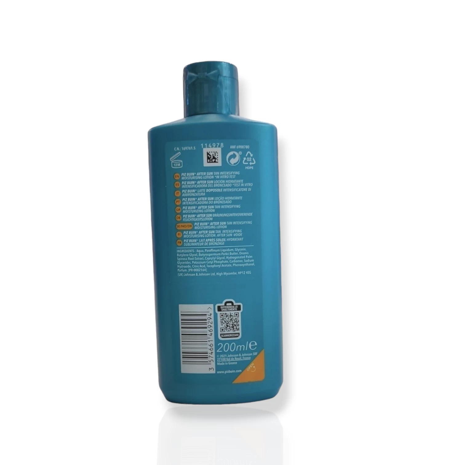 Piz Buin Aftersun crema repararadora200ml foto trasera producto