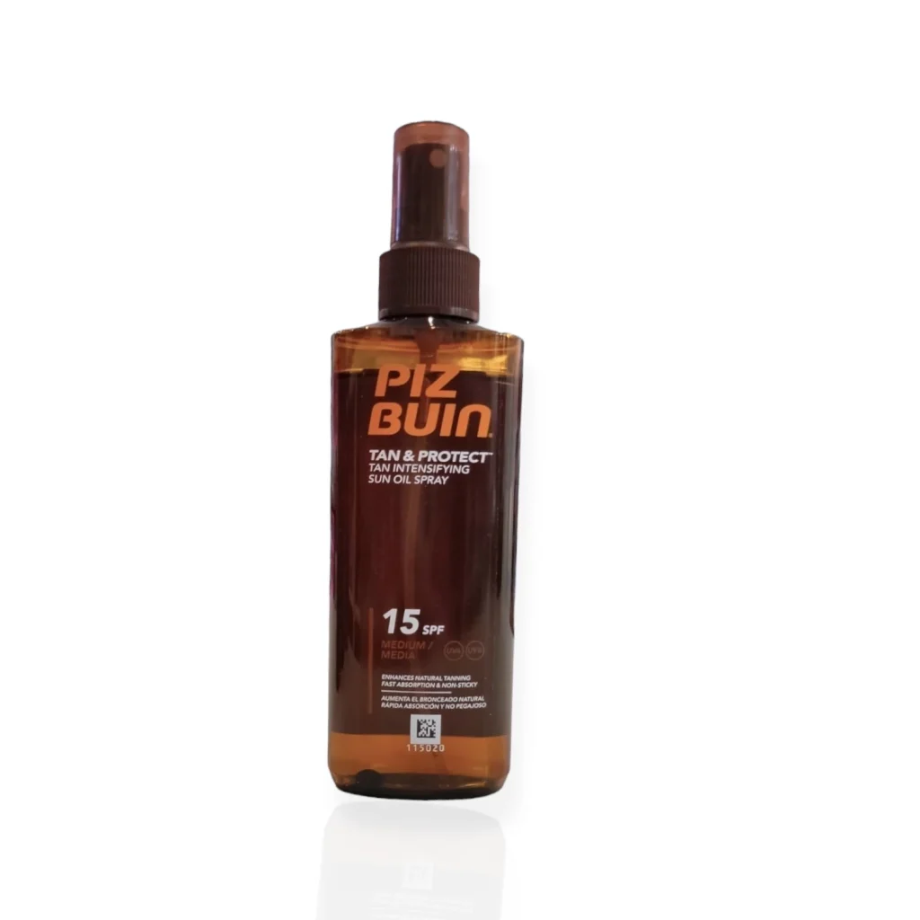 Piz Buin aceite bronceador Tan & Protect 15 FPS 150ml foto frontal producto