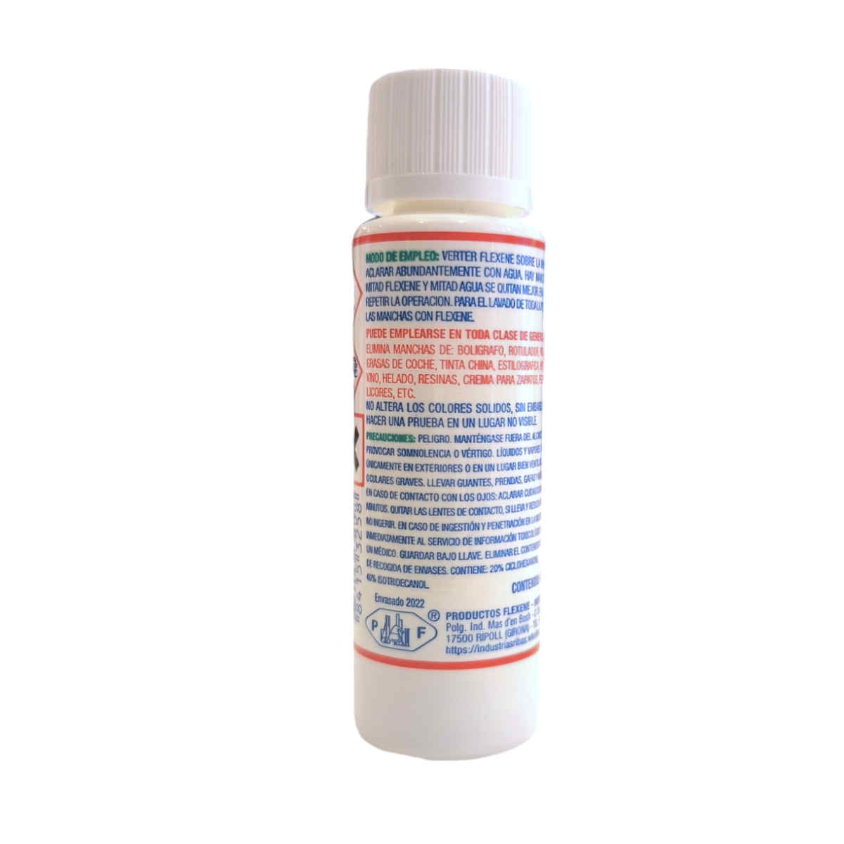 Flexene quitamanchas general 40ml etiqueta