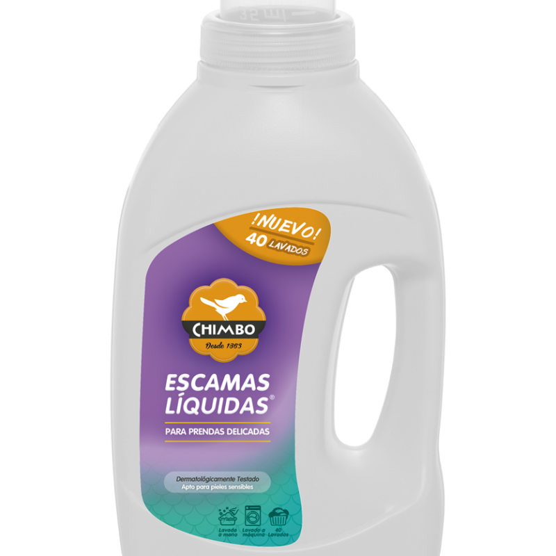 Botella de detergente líquido Chimbo Escama 1050ml para prendas delicadas