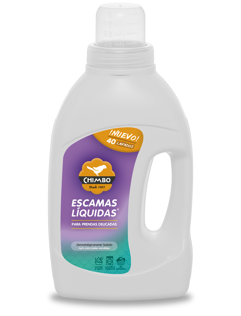 Botella de detergente líquido Chimbo Escama 1050ml para prendas delicadas